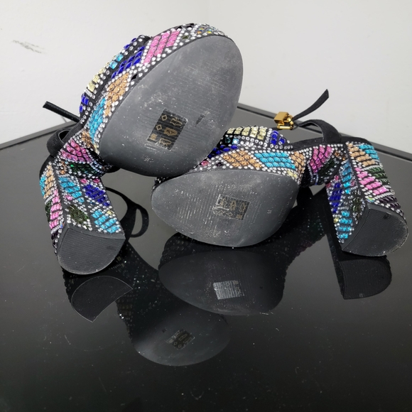 Kurt Geiger Brixton Women's Black Multi-Color Platform Heels Size 6 - Picture 11 of 12